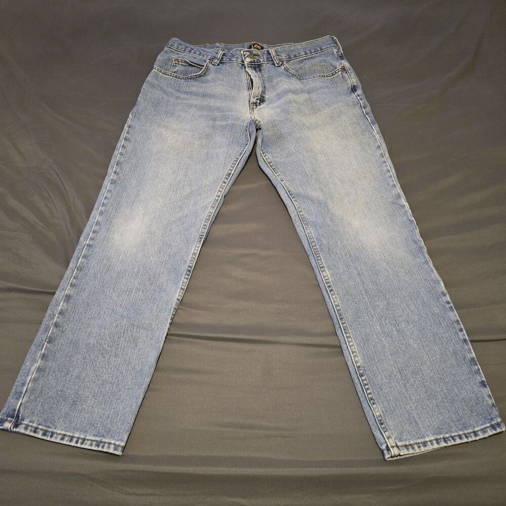Lee Regular Fit Straight Leg Mens Jeans Blue Wash Size 34x32 RN 130273